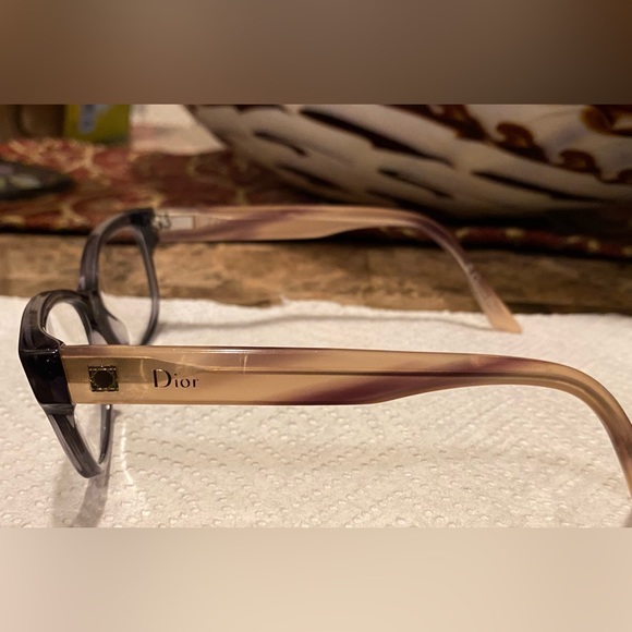 🇮🇹Dior~Transparent Brown Shiny Lightweight Eyeglass Frames Silver Logo/Details - Picture 10 of 14